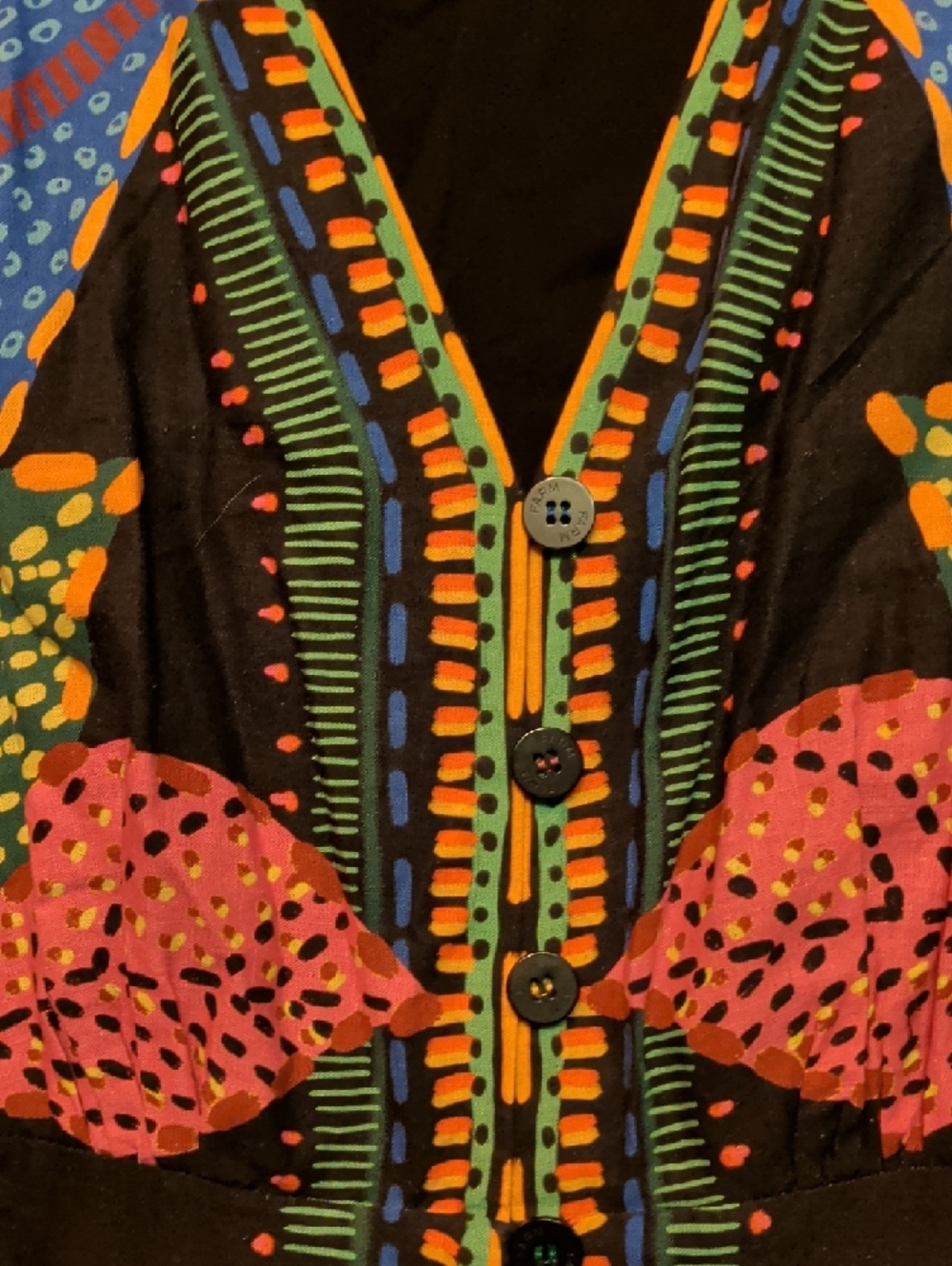FARM Rio Black Top with Orange and Yellow Thread Logo - Picture 4 of 4